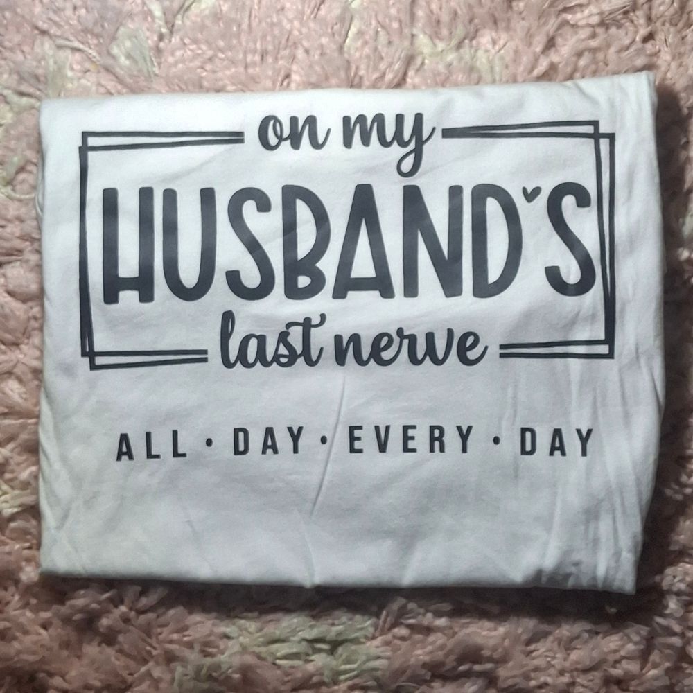 On My Huband's Last Nerve Tee In White And Yellow